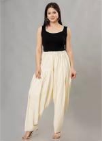 Rayon Off White Festival Wear Pleated Patiala Pants